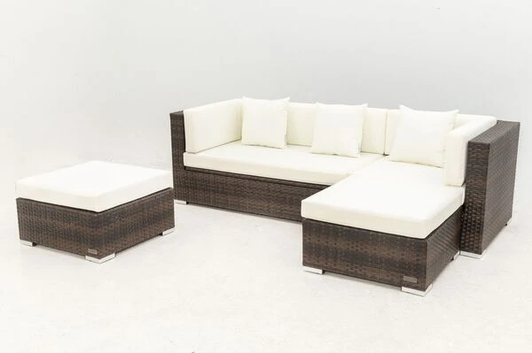 OUTFLEXX Loungemöbel-Set, Braun Marmoriert, 5 Pers, Polyrattan, Wasserfeste Kissenbox 15 OUTFLEXX Loungemöbel-Set, Braun Marmoriert, 5 Pers, Polyrattan, Wasserfeste Kissenbox – Bild 13