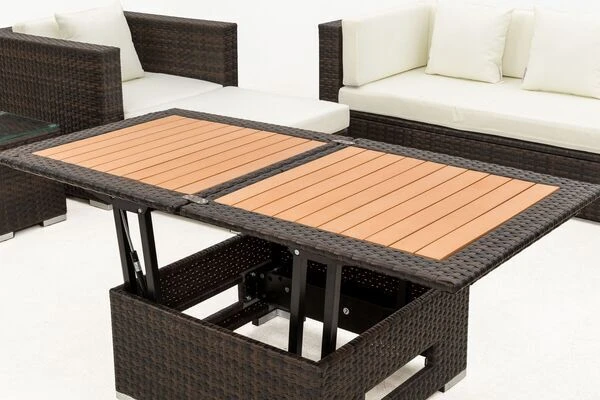 OUTFLEXX Loungemöbel-Set, Braun Marmoriert, Polyrattan, 6 Pers, Wasserfeste Kissenbox, Inkl. Loungetisch 13 OUTFLEXX Loungemöbel-Set, Braun Marmoriert, Polyrattan, 6 Pers, Wasserfeste Kissenbox, Inkl. Loungetisch – Bild 11