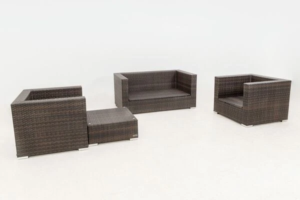 OUTFLEXX Loungemöbel-Set, Polyrattan, Braun Marmoriert, 5 Pers, Wasserfeste Kissenbox 13 OUTFLEXX Loungemöbel-Set, Polyrattan, Braun Marmoriert, 5 Pers, Wasserfeste Kissenbox – Bild 11