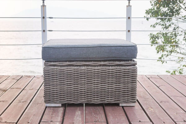 OUTFLEXX Hocker, Grau, Polyrattan, 70 X 70 X 35 Cm, Verstellbare Sitzfläche, Wasserfeste Kissenbox 13 OUTFLEXX Hocker, Grau, Polyrattan, 70 X 70 X 35 Cm, Verstellbare Sitzfläche, Wasserfeste Kissenbox – Bild 11