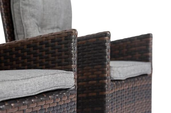 OUTFLEXX 2er Set Dining Sessel, Braun Marmoriert, Polyrattan, 55 X 65 X 112 Cm, Rücken Stufenlos Verstellbar 14 OUTFLEXX 2er Set Dining Sessel, Braun Marmoriert, Polyrattan, 55 X 65 X 112 Cm, Rücken Stufenlos Verstellbar – Bild 12