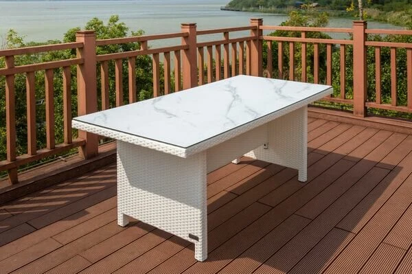 OUTFLEXX Dining Tisch, Weiß, Polyrattan, 200 X 95 Cm, Tischplatte Spraystone, 6mm 13 OUTFLEXX Dining Tisch, Weiß, Polyrattan, 200 X 95 Cm, Tischplatte Spraystone, 6mm – Bild 11