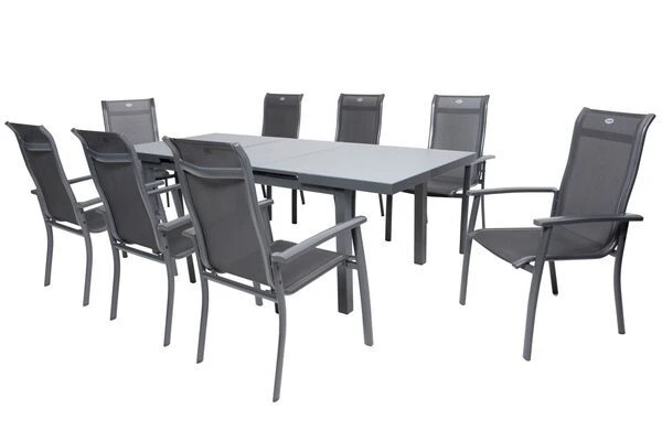 HARTMAN Alice Comfort Esstischgarnitur, Xerix, Alu/Textilene, Tisch 180/240x100cm, 8 Stapelsessel 14 HARTMAN Alice Comfort Esstischgarnitur, Xerix, Alu/Textilene, Tisch 180/240x100cm, 8 Stapelsessel – Bild 12