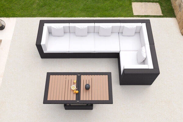 OUTFLEXX Ecklounge-Set Polyrattan, Braun, Für 5 Personen, Inkl. Loungetisch, Wasserfeste Kissenbox 5 OUTFLEXX Ecklounge-Set Polyrattan, Braun, Für 5 Personen, Inkl. Loungetisch, Wasserfeste Kissenbox – Bild 3