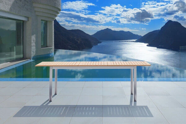 OUTFLEXX Ausziehtisch, FSC-Teakholz/Edelstahl, Plattenstärke 25mm, 180/240x100cm 4 OUTFLEXX Ausziehtisch, FSC-Teakholz/Edelstahl, Plattenstärke 25mm, 180/240x100cm – Bild 2