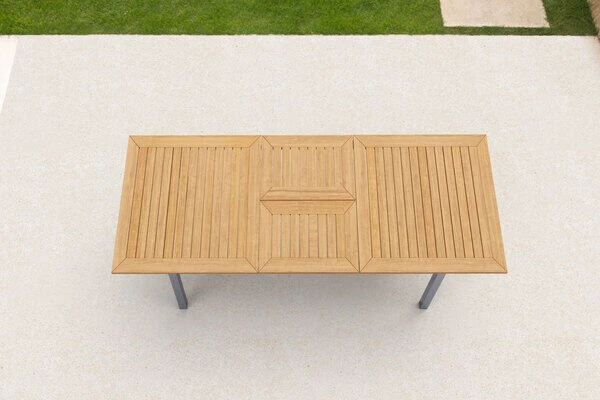 OUTFLEXX Ausziehtisch, FSC-Teakholz/Edelstahl, Plattenstärke 25mm, 180/240x100cm 5 OUTFLEXX Ausziehtisch, FSC-Teakholz/Edelstahl, Plattenstärke 25mm, 180/240x100cm – Bild 3