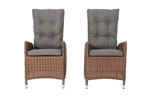 OUTFLEXX 2er Set Dining Sessel, Hellbraun, Polyrattan, 55 X 65 X 112 Cm, Rücken Stufenlos Verstellbar 16 OUTFLEXX 2er Set Dining Sessel, Hellbraun, Polyrattan, 55 X 65 X 112 Cm, Rücken Stufenlos Verstellbar – Bild 14