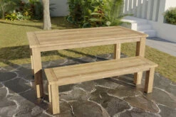 OUTFLEXX Esstischset, Tisch 200x100cm, Bank 170x40cm, Recycled Teak, Plattenstärke 30mm