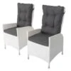OUTFLEXX 2er Set Dining Sessel, Weiß, Polyrattan, 55 X 65 X 112 Cm, Rücken Stufenlos Verstellbar