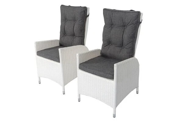 OUTFLEXX 2er Set Dining Sessel, Weiß, Polyrattan, 55 X 65 X 112 Cm, Rücken Stufenlos Verstellbar 3 OUTFLEXX 2er Set Dining Sessel, Weiß, Polyrattan, 55 X 65 X 112 Cm, Rücken Stufenlos Verstellbar