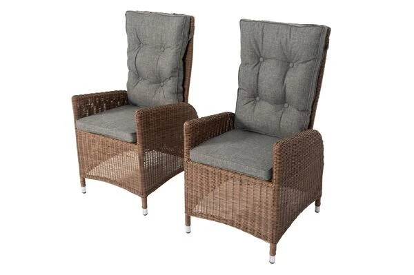 OUTFLEXX 2er Set Dining Sessel, Hellbraun, Polyrattan, 55 X 65 X 112 Cm, Rücken Stufenlos Verstellbar 3 OUTFLEXX 2er Set Dining Sessel, Hellbraun, Polyrattan, 55 X 65 X 112 Cm, Rücken Stufenlos Verstellbar