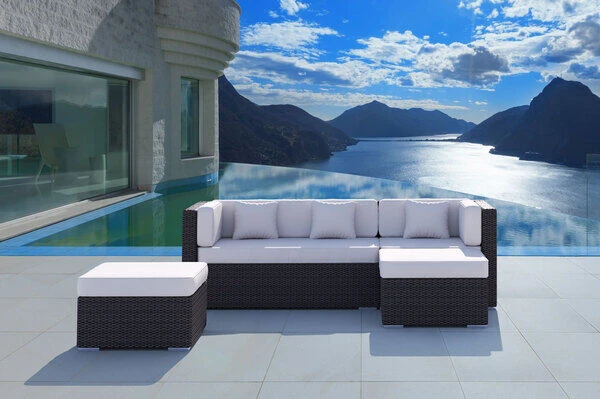 OUTFLEXX Loungemöbel-Set, Braun Marmoriert, 5 Pers, Polyrattan, Wasserfeste Kissenbox 4 OUTFLEXX Loungemöbel-Set, Braun Marmoriert, 5 Pers, Polyrattan, Wasserfeste Kissenbox – Bild 2