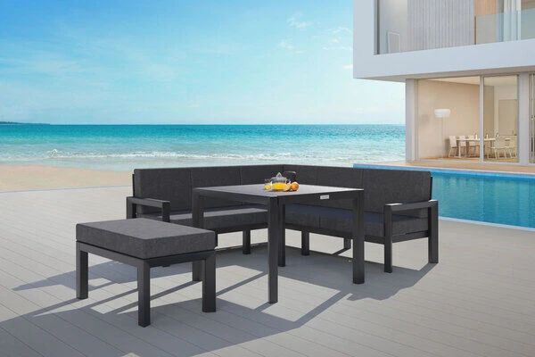 VILLANA Dining-Lounge, Schwarz/grau Meliert, Alu/Polyester, Inkl. Kissen 3 VILLANA Dining-Lounge, Schwarz/grau Meliert, Alu/Polyester, Inkl. Kissen