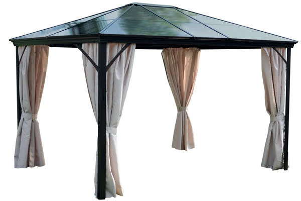 LECO Profi Pavillon, Anthrazit/graugetönt, Aluminium/Polycarbonat, 300x365x260 Cm, Inkl. Seitenteile 3 LECO Profi Pavillon, Anthrazit/graugetönt, Aluminium/Polycarbonat, 300x365x260 Cm, Inkl. Seitenteile
