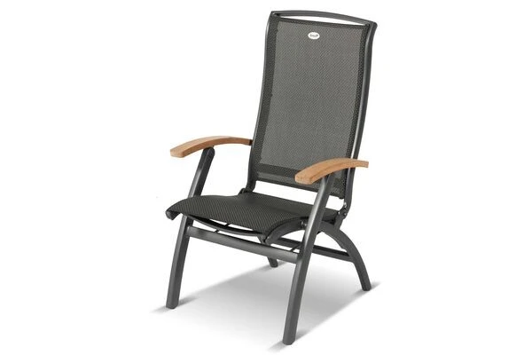 HARTMAN Da Vinci Multipositionssessel, Xerix/anthrazit, Alu/Textilene, Mit FSC-Teak-Armlehnen 2 HARTMAN Da Vinci Multipositionssessel, Xerix/anthrazit, Alu/Textilene, Mit FSC-Teak-Armlehnen