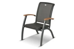 HARTMAN Da Vinci Dining-Sessel, Xerix/anthrazit, Alu/Textilene, Mit FSC-Teak-Armlehnen