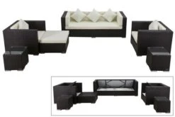 OUTFLEXX Loungemöbel-Set, Braun, Polyrattan, Für 6 Personen, Wasserfeste Kissenbox