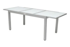 VILLANA Ausziehtisch, Silber/weiß, Alu/Sicherheitsglas, 160/220x90 Cm, Flügelmechanismus -Kettler Verkäufe 1 13395 2.jpg