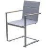 OUTFLEXX Freischwinger, Silber, Edelstahl/Textilene, Padded, Armlehnen Aus FSC-Teakholz