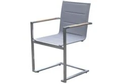 OUTFLEXX Freischwinger, Silber, Edelstahl/Textilene, Padded, Armlehnen Aus FSC-Teakholz