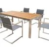 OUTFLEXX Sitzgruppe, Silber, Edelstahl/Teak, Esstisch 200 X 90 Cm, 6 Stapelstühle Gepolstert -Kettler Verkäufe 1 14203.jpg
