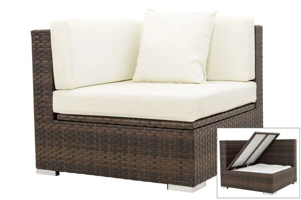 OUTFLEXX Eckelement, Braun Marmoriert, Polyrattan, 85 X 85 X 70 Cm, Wasserfeste Kissenbox 3 OUTFLEXX Eckelement, Braun Marmoriert, Polyrattan, 85 X 85 X 70 Cm, Wasserfeste Kissenbox