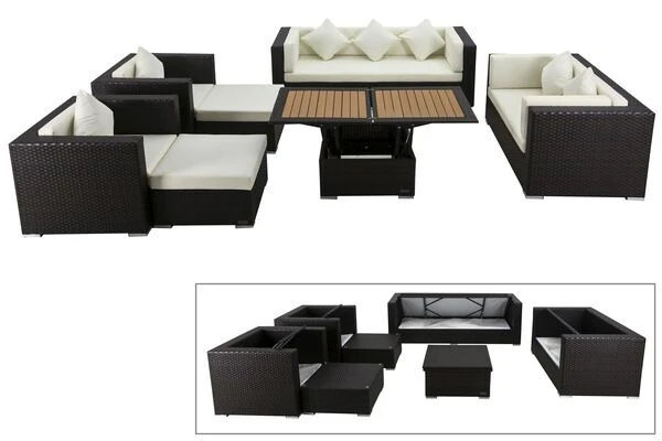 OUTFLEXX Loungemöbel-Set, Braun, Polyrattan, Für 9 Personen, Inkl. Loungetisch, Wasserfeste Kissenbox 3 OUTFLEXX Loungemöbel-Set, Braun, Polyrattan, Für 9 Personen, Inkl. Loungetisch, Wasserfeste Kissenbox