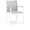BEST Paros Stapelsessel, Weiß/grau, Alu/Ergotex/Teak, 56 X 64 X 85 Cm