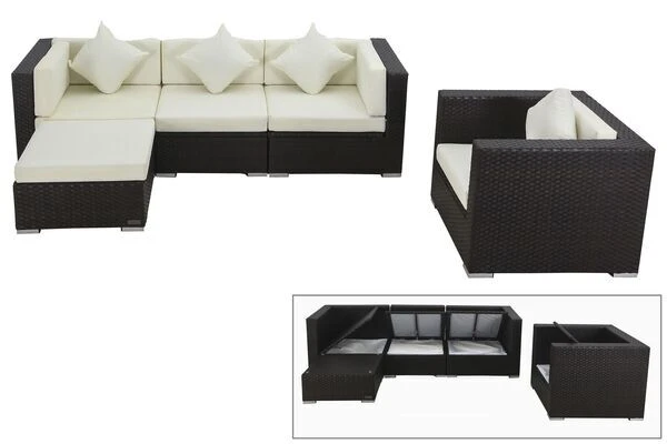 OUTFLEXX Loungemöbel-Set, Braun, Polyrattan, Für 5 Personen, Wasserfeste Kissenbox 3 OUTFLEXX Loungemöbel-Set, Braun, Polyrattan, Für 5 Personen, Wasserfeste Kissenbox