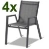 HARTMAN 4er Set Aruba Stapelsessel, Xerix/anthrazit, Alu/Textilene, 75x55x88cm
