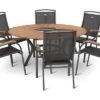 HARTMAN Raffaelo Esstischgruppe, Xerix/natur, Alu/Teak, Ø150cm, Inkl. Eiskühler, 6 Stapelsessel