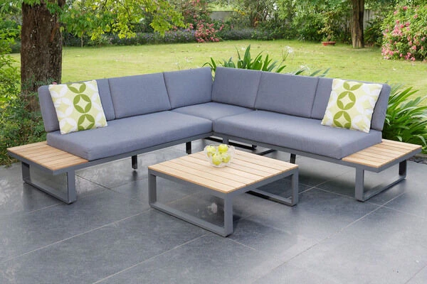 OUTFLEXX Ecklounge, Anthrazit/teakoptik, Aluminium/Akazie, Für 5 Personen, Inkl. Polster 3 OUTFLEXX Ecklounge, Anthrazit/teakoptik, Aluminium/Akazie, Für 5 Personen, Inkl. Polster