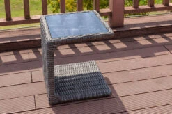 OUTFLEXX Beistelltisch, Grau, Polyrattan, 45 X 45 X 50 Cm, Tischplatte Spraystone, Innenliegend