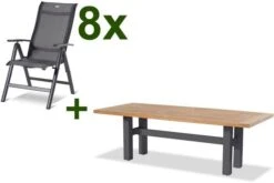 HARTMAN Sondermodell Yasmani/Alice Comfort Esstischgruppe, Xerix, Alu/Teakholz, 240x100cm, 8 Multipositionssessel
