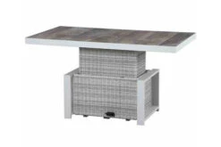 SIENA GARDEN Corido Lifttisch, Ice Grey, Alu / Gardino®-Geflecht, 130x75x47-71 Cm, Stufenlos Verstellbar
