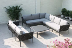 OUTFLEXX Mermaid Lounge-Set, Anthrazit, Alu/XL Rope, 6-teilig, Inkl. Sitz- Und Rückenkissen, Tisch 95 X 95 X 42 Cm