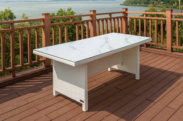 OUTFLEXX Dining Tisch, Weiß, Polyrattan, 200 X 95 Cm, Tischplatte Spraystone, 6mm 3 OUTFLEXX Dining Tisch, Weiß, Polyrattan, 200 X 95 Cm, Tischplatte Spraystone, 6mm