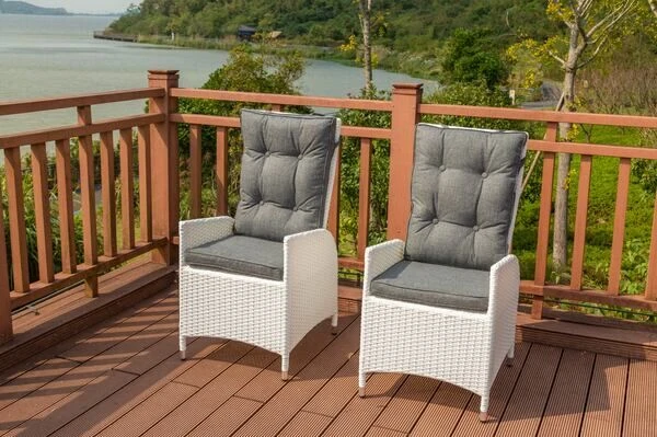 OUTFLEXX 2er Set Dining Sessel, Weiß, Polyrattan, 55 X 65 X 112 Cm, Rücken Stufenlos Verstellbar 4 OUTFLEXX 2er Set Dining Sessel, Weiß, Polyrattan, 55 X 65 X 112 Cm, Rücken Stufenlos Verstellbar – Bild 2