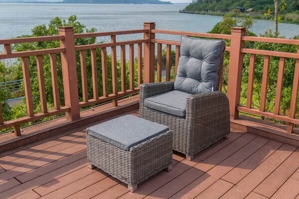 OUTFLEXX Dining Sessel, Grau, Polyrattan, 74 X 83 X 110 Cm, Stufenlos Verstellbar, Inkl. Hocker 4 OUTFLEXX Dining Sessel, Grau, Polyrattan, 74 X 83 X 110 Cm, Stufenlos Verstellbar, Inkl. Hocker – Bild 2