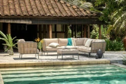 OUTFLEXX Ecklounge, Natural Brown, Polyrattan, 6 Personen, Inkl. Polster In Sandfarbe