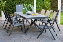 HARTMAN Sondermodell Xanadu / Aruba Sitzgruppe, Xerix/anthrazit, Alu/Glaskeramik, 6 Stapelsessel, 2 Multipos, 220/280x100cm