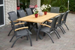 HARTMAN Xanadu / Da Vinci Sitzgruppe, Xerix/anthrazit, Alu/Teakholz, 8 Diningsessel, 220x100cm