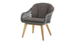 DIAMOND GARDEN Nashville Stuhl, Grau, Alu/Polyrattan/Teak, 59x66x87 Cm, Mit Sitz- Und Rückenkissen