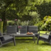 SIENA GARDEN Belia Loungeset, Matt-anthrazit, Alu / Keramik, 2 Sessel + 3er Sofa, Loungetisch 120x69cm