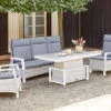 SIENA GARDEN Corido Loungeset, Ice Grey, Alu / Gardino®-Geflecht, 2 Diningsessel + 3er Sofa, Stufenloser Lifttisch 160x90x47-71cm