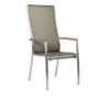 STERN Cardiff Stapelsessel, Silber/taupe, Edelstahl/Textil/Armlehnen Aus FSC-Teak, 68,5x56x110 Cm, Stapelbar