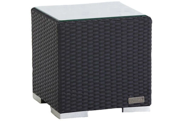 OUTFLEXX Beistelltisch, Schwarz, Polyrattan, 40x40x40 Cm, Inkl. Glasplatte 3 OUTFLEXX Beistelltisch, Schwarz, Polyrattan, 40x40x40 Cm, Inkl. Glasplatte