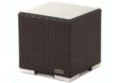 OUTFLEXX Beistelltisch, Braun, Polyrattan, 40x40x40 Cm, Inkl. Glasplatte