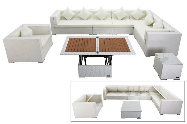 OUTFLEXX Loungemöbel-Set, Weiß, Polyrattan, Für 8 Personen, Inkl. Loungetisch, Wasserfeste Kissenbox 3 OUTFLEXX Loungemöbel-Set, Weiß, Polyrattan, Für 8 Personen, Inkl. Loungetisch, Wasserfeste Kissenbox