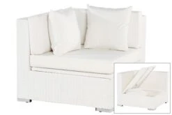 OUTFLEXX Eckelement, Weiß, Polyrattan, Inkl. Polster Und Kissen, Wasserfeste Kissenbox
